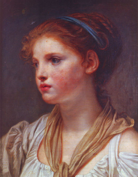 Jean-Baptiste Greuze Portrait de jeune fille au ruban bleu